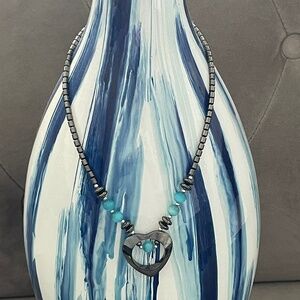 Hematite Heart Necklace 17.5”